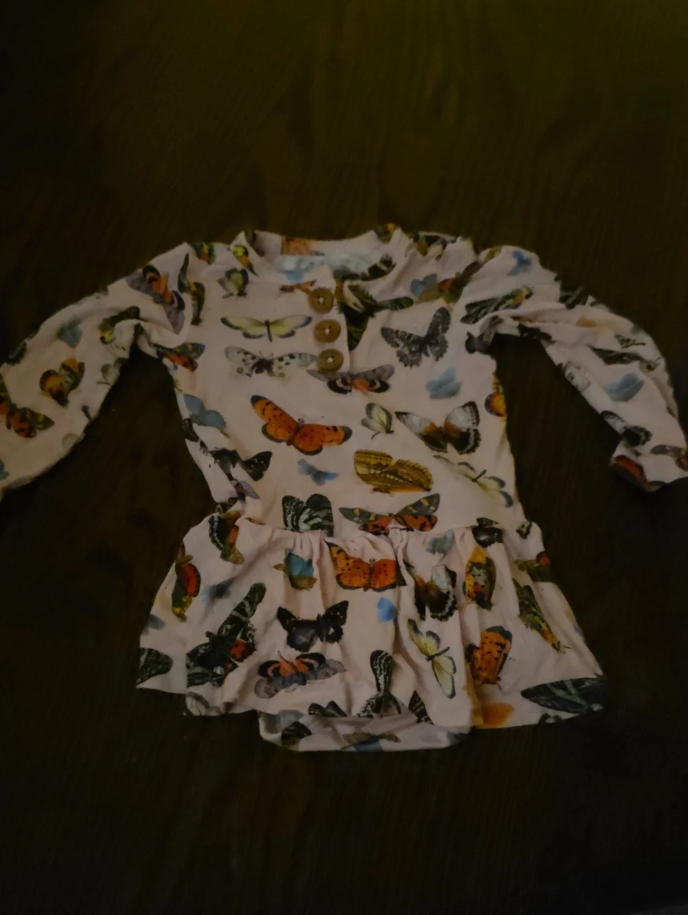 Posh Peanut Pink Long Sleeve Butterfly Peplum Top